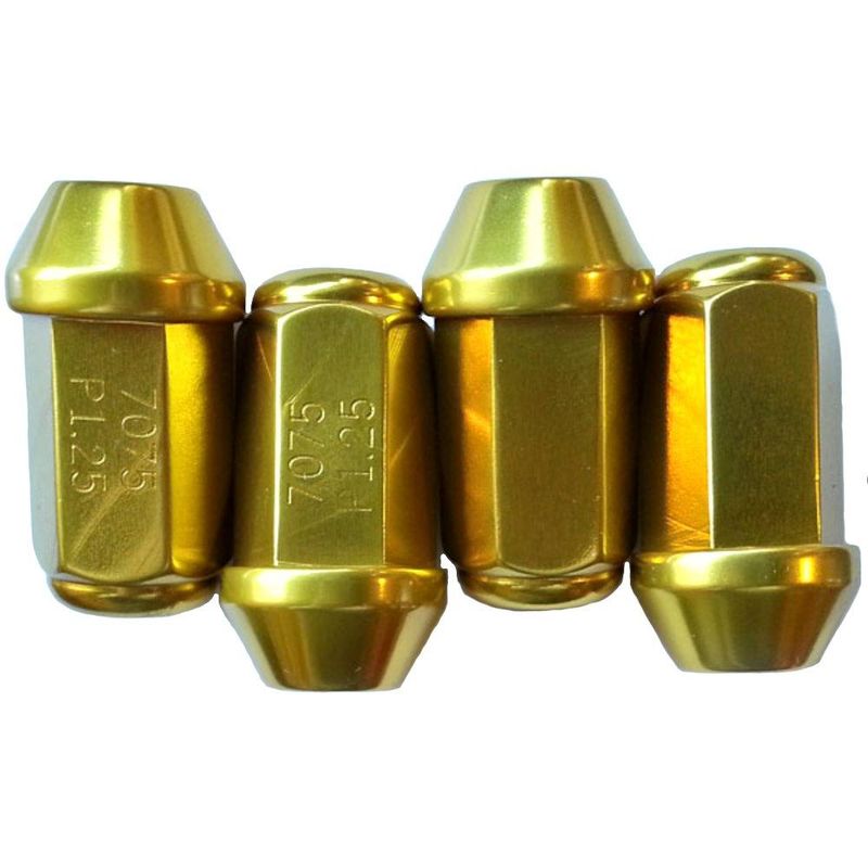 Hjulmutter, Alu.competition, lukket, 12mm x 1.25, gull (4 st)