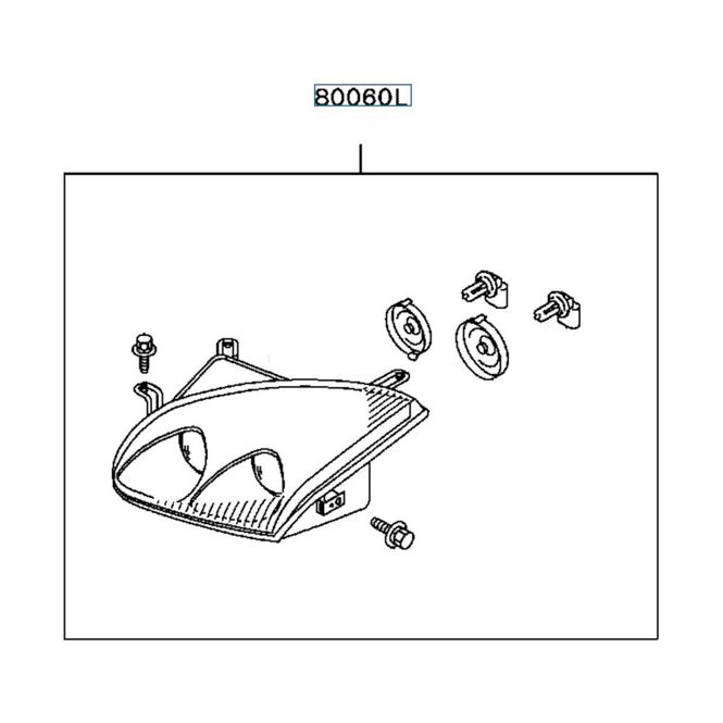Hovedbilde Headlamp Kit, FR LH, OEM Mitsubishi GT3000 95-98, MR273149 