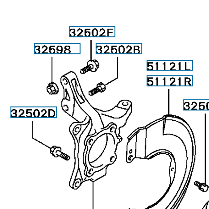 Hovedbilde Knuckle, front, RH, OEM Evo 5-6, MR455338 (32300R)