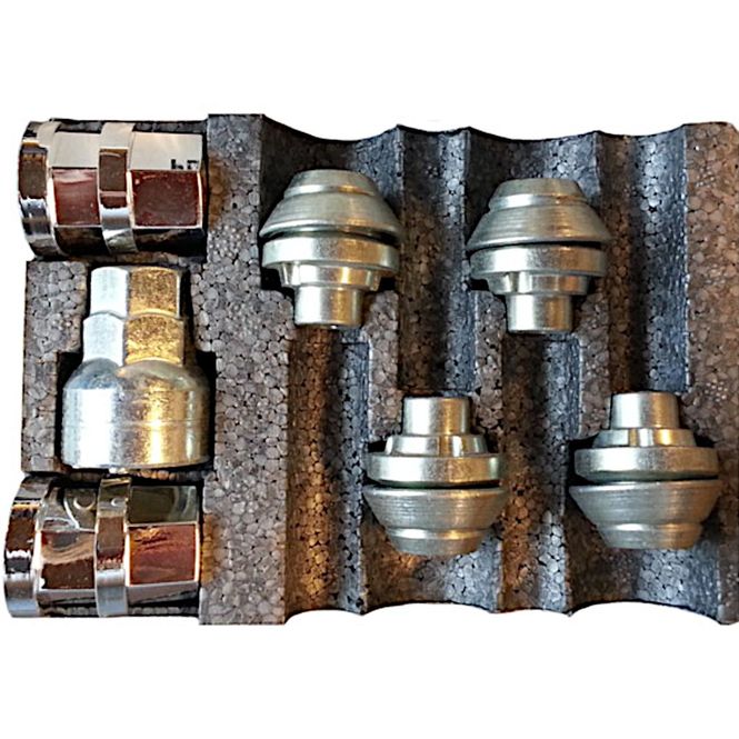 Hovedbilde Hjulmuttersett låsbart, 12mm x 1.5, 60' Ghia (4 stk + pipe)