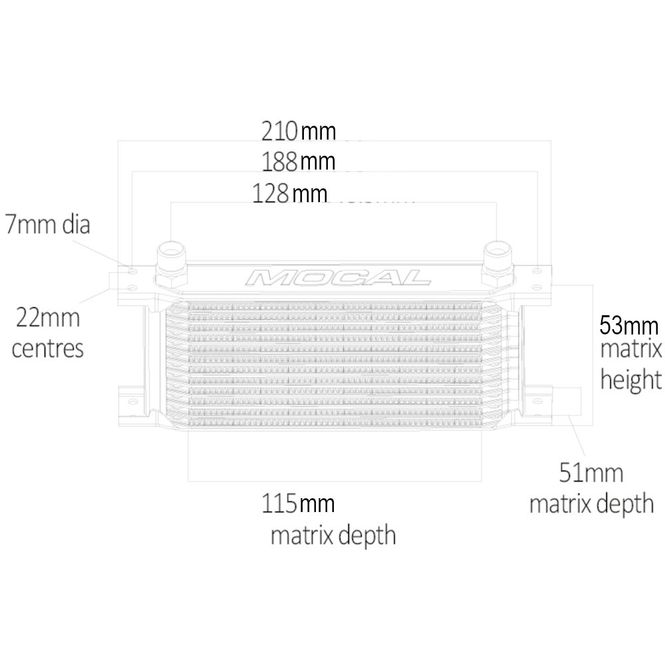 Hovedbilde Oljekjøler 7-rad x 115mm, M22