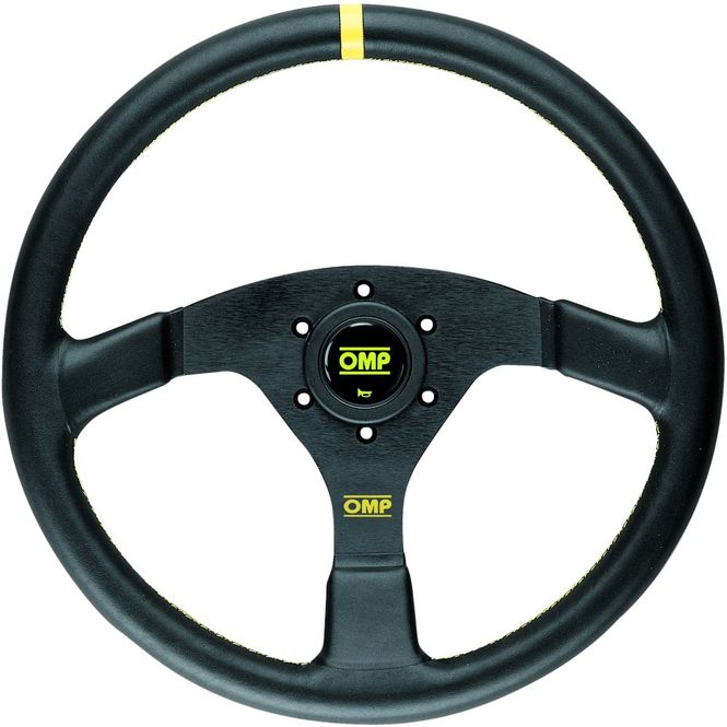 Hovedbilde Ratt, OMP Velocità 380, Flat, svart semsket skinn. 1987-071