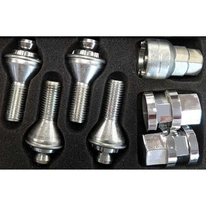 Hovedbilde Hjulboltsett låsbart, 12mm x 1.5, 60' (4 stk + pipe), LB112