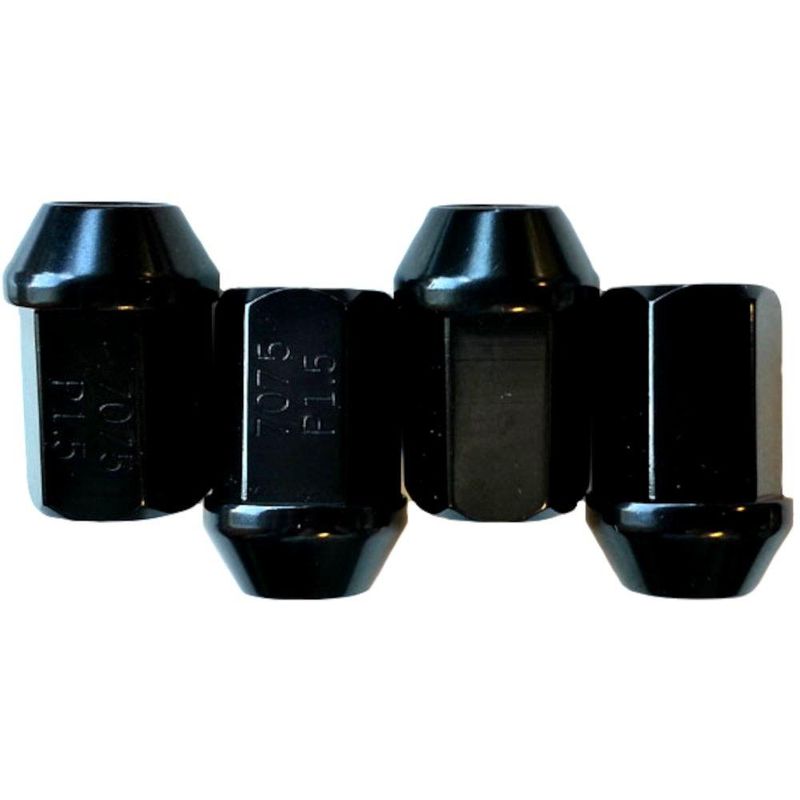 Hjulmutter, Alu.competition, åpen, 12mm x 1.25, svart (4 stk)