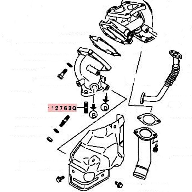Hovedbilde Stud, Turbo Charger, OEM Mitsubishi Evo 4-9, MD089315 (12763Q)