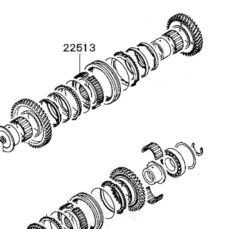 Synkro hub, gearkasse 1. & 2. gear, E4+E5+E6