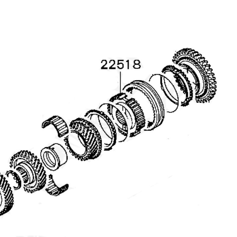 Synkro hub, gearkasse 5. & rev. gear, E4+E5+E6