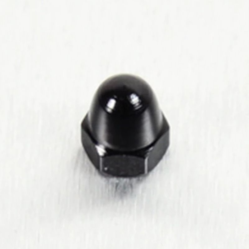 Mutter, Alu, M5 Dome head til 8mm pipe, Svart