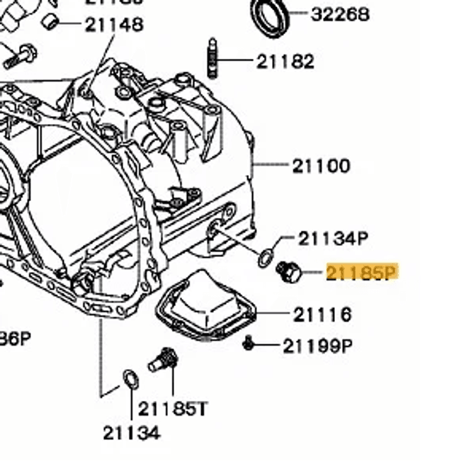 Hovedbilde Gearbox Filler Plug, OEM Mitsubishi Evo 4-9, MD701850 (21185P)