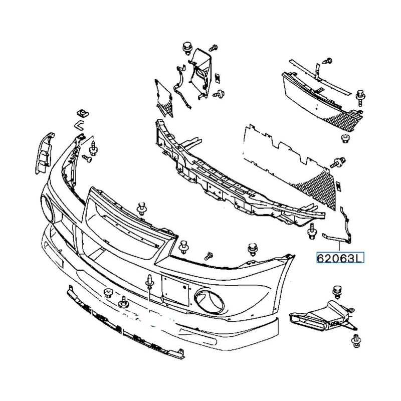 Stay Front Bumper, Left, OEM Mitsubishi EVO 6, MR478351, (62063L)