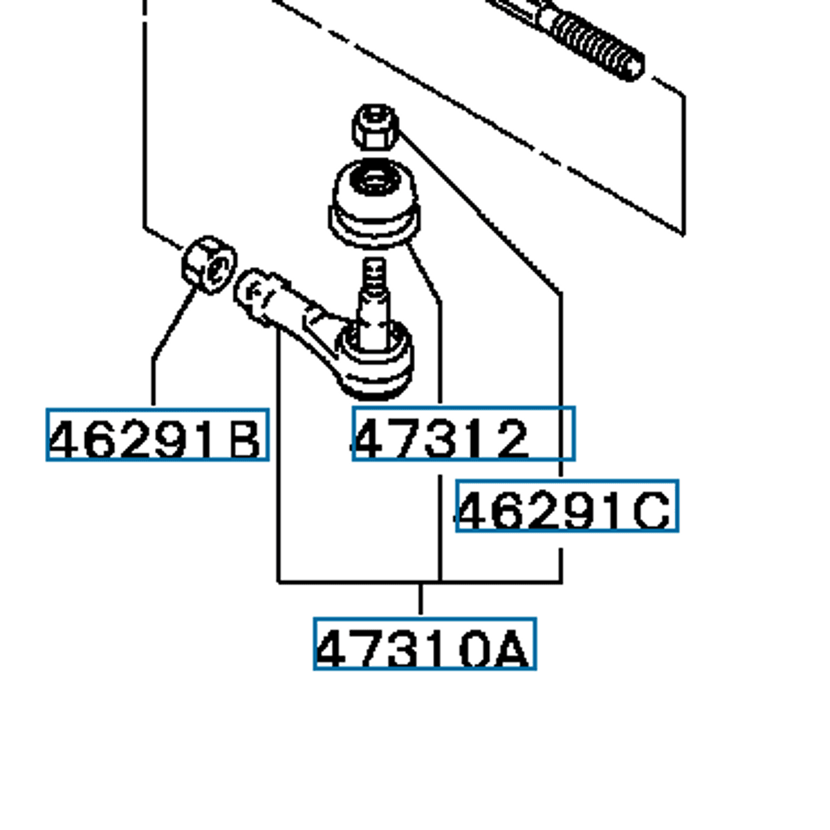 End Assy, Tie Rod, OEM Evo 4-9, 4422A052 (47310A)