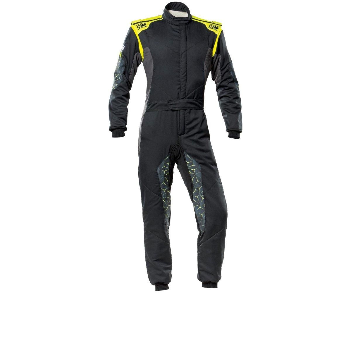 OMP Tecnica hybrid kjøredress i svart, fluo gul. FIA. IA0-1864-A01-178-