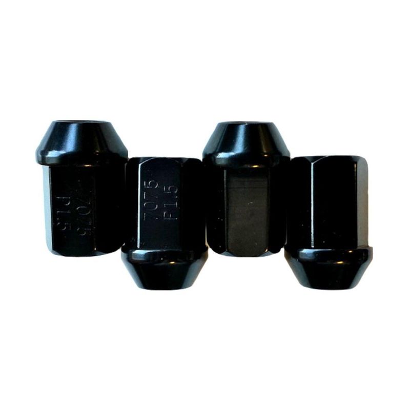 Aluminium hjulmutter, åpen 12x1.5mm, svart, FGESNA15P